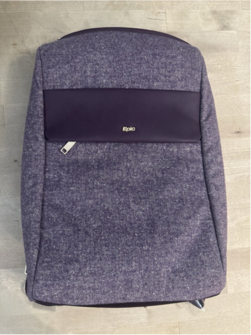 Epic Laptop Case Backpack Multi- Pocket Purple Tweed And Leather NEW